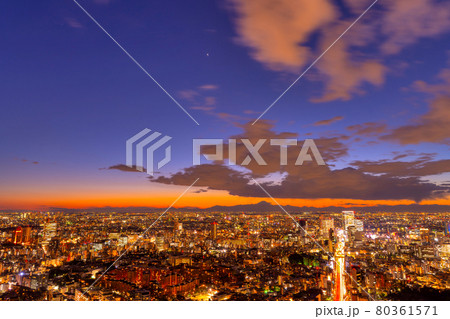 富士山と東京 夜景 2020年 渋谷 富士山と東京 夜景 2020年 渋谷 80361571