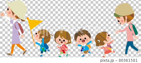 Kindergarten children's excursion - Stock Illustration [80361581] - PIXTA