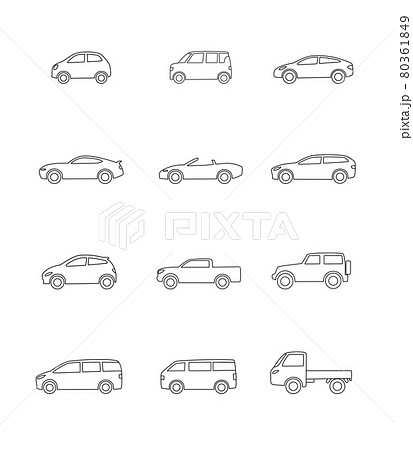 車の種類 アイコンセットのイラスト素材