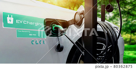 EV charging station for electric car in concept of alternative green energy EV charging station for electric car in concept of alternative green energy 80362875