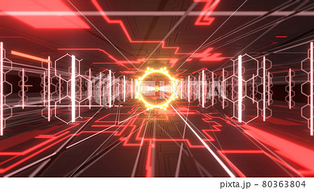 Vj サイバー空間 トンネル 疾走 赤 別verあり のイラスト素材