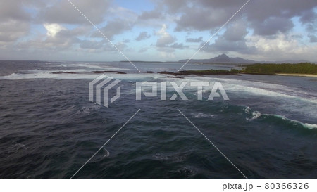Aerial view of coast line of Mauritius Island 80366326