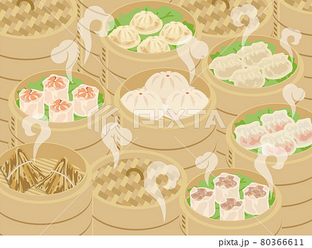 点心と飲茶のベクターイラスト素材 80366611