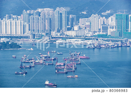Commercial port view by Kowloon. Hong Kong. Commercial port view by Kowloon. Hong Kong. 80366983