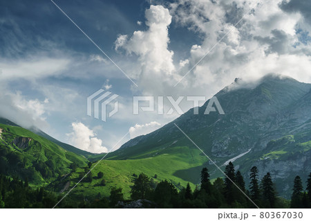 Mountain peaks in the western part of the Main Caucasian Ridge. Mountain peaks in the western part of the Main Caucasian Ridge. 80367030