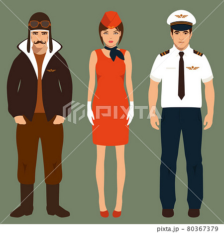 pilot and stewardess, airplane 80367379