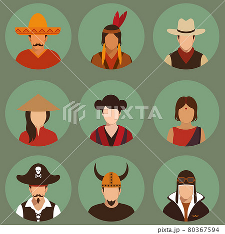 pirate, pilot, cowboy, viking, mexiacn, indian, pirate, pilot, cowboy, viking, mexiacn, indian, 80367594