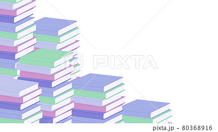 積み上げた本のフレーム_イラスト_積読_16:9 80368916