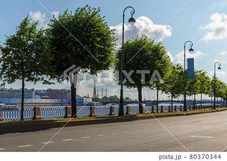 River front overlooking Peter and Paul Cathedral in early hot summer morning River front overlooking Peter and Paul Cathedral in early hot summer morning 80370344