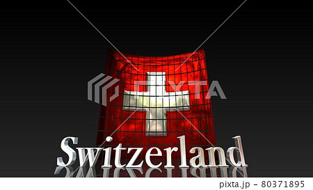 床に映るSwitzerlandの国旗とテキスト5-3-2 80371895