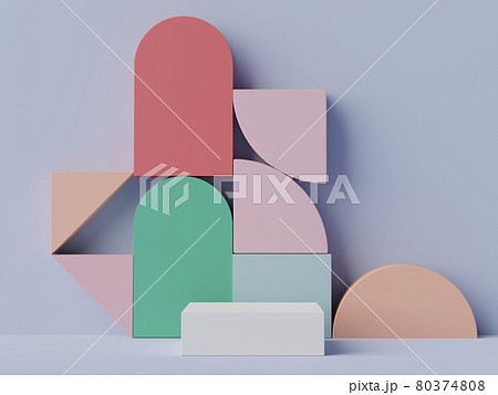 3d rendering of minimal scene of white blank podium with earth tones color theme. Display stand for product presentation mock up and cosmetic advertising. 3d rendering of minimal scene of white blank podium with earth tones color theme. Display stand for product presentation mock up and cosmetic advertising. 80374808
