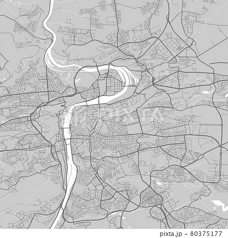 Urban city map of Prague. Vector poster. Black grayscale street map. 80375177