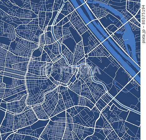 Detailed map poster of Vienna city, linear print map. Cityscape urban panorama. 80375194