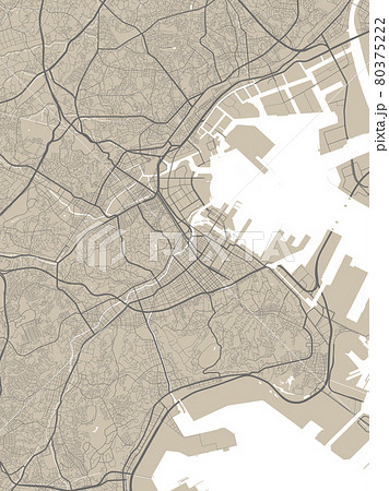 Vector map of Yokohama city, Japan, State of Japan. Street map art poster illustration. 80375222