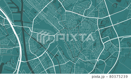 Green Utrecht City area vector background map, streets and water cartography illustration. 80375239