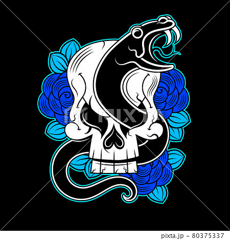 vector snake and skull tattoo design with banner 80375337