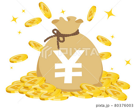 現金袋　イラスト素材 80376003
