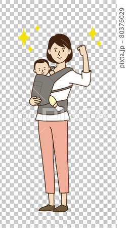 一個女人用皮帶牽著一個嬰兒 80376029