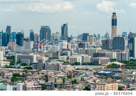 Cityscape and high-rise buildings in metropolis city center 80376604