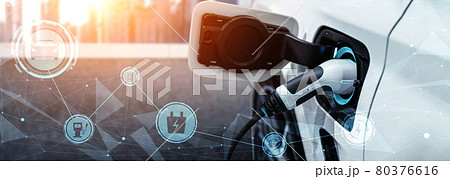 EV charging station for electric car in concept of alternative green energy EV charging station for electric car in concept of alternative green energy 80376616