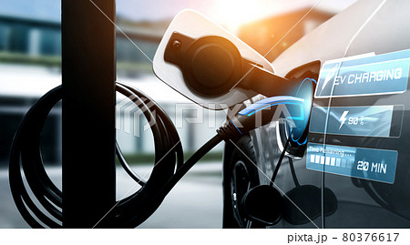 EV charging station for electric car in concept of alternative green energy 80376617
