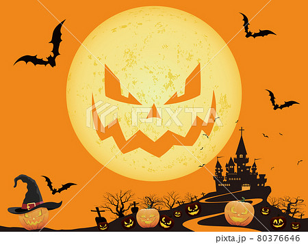 ハロウィン 夜に輝く満月 ハロウィン 夜に輝く満月 80376646