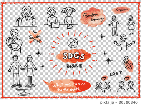 SDGs 目標 5 性別平等圖像的插圖集 SDGs 目標 5 性別平等圖像的插圖集 80380840