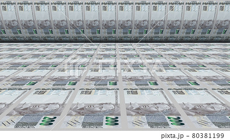 Inflation. Brazilian real banknotes or bills, BRL currency cash in Brazil. Stack of money printing machine. Paper process in central bank. Economic, finance. Laundering.Exchange. 3d illustration 80381199