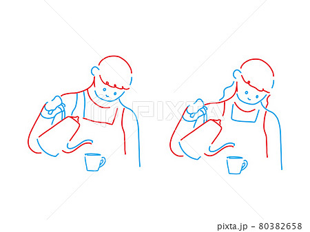 コーヒーを作る人 バリスタ カフェ店員 のイラスト素材 コーヒーを作る人 バリスタ カフェ店員 のイラスト素材