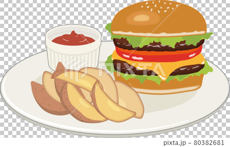 Double cheese hamburger potato set 80382681