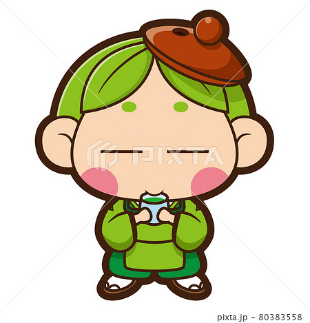 緑茶のキャラクターのイラスト素材