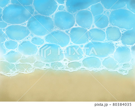 砂浜に打ち寄せる波が綺麗な海の背景のイラスト素材