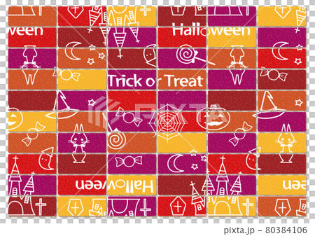 ハロウィン柄の煉瓦風壁紙 背景素材 80384106