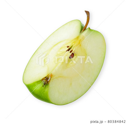 Sliced Green apple isolated on white background Sliced Green apple isolated on white background 80384842