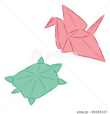 折り紙の鶴亀のイラストのイラスト素材