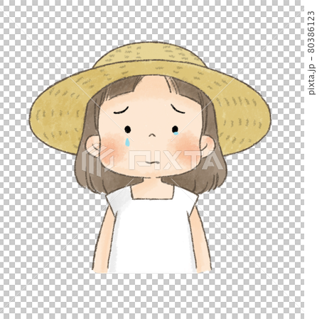 麦わら帽子の女の子（泣き顔） 80386123