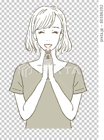Beauty illustration of a woman holding hands 80386202