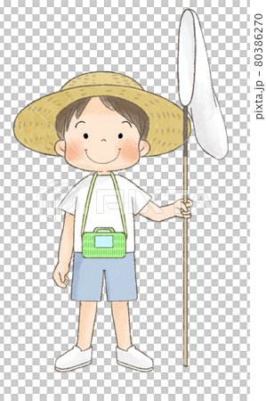 麦わら帽子の男の子(虫取り姿) 麦わら帽子の男の子(虫取り姿) 80386270