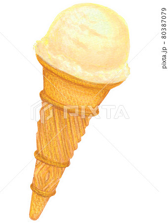 手描き飲食メニュー バニラアイスクリームのイラスト素材