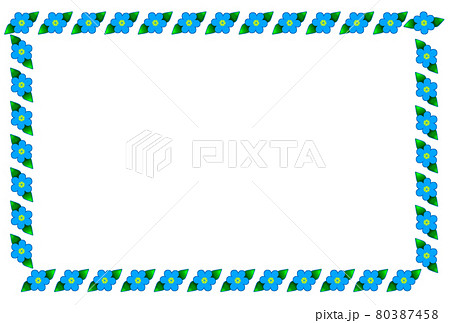 青いお花のフレーム枠 青ふち ポストカード比率 グリーティングカード のイラスト素材