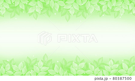 重なり合った葉っぱと緑のグラデーションの背景デザインのイラスト素材