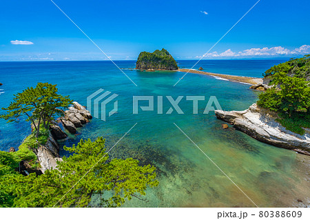 【静岡県】　西伊豆　トンボロ現象　堂ヶ島　三四郎島 80388609