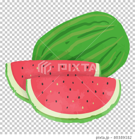 かわいいスイカ 丸ごととカットのセットイラストのイラスト素材 8031 かわいいスイカ 丸ごととカットのセットイラストのイラスト素材 8031