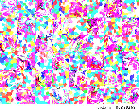 市松模様 フルカラー 抽象画 背景 油絵 派手 カラフル 薄のイラスト素材