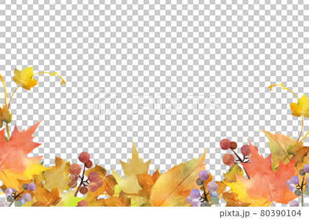 Autumn fallen leaves decoration watercolor illustration Autumn fallen leaves decoration watercolor illustration 80390104