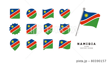 ナミビアの国旗 色々な形のアイコンセット ベクターイラスト
