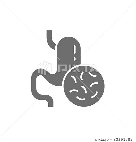 Bacteria in the stomach, infection grey icon. Bacteria in the stomach, infection grey icon. 80391585