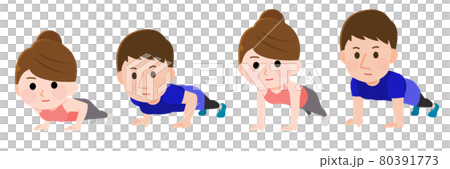 Push-ups, male and female illustrations 80391773