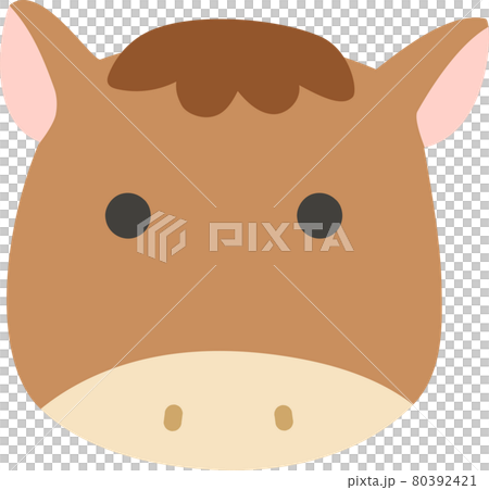 かわいい馬アイコン ゆるい手描きのイラスト素材
