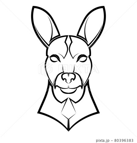 Black and white line art of kangaroo head. Good use for symbol, mascot, icon, avatar, tattoo,T-Shirt design, logo or any design. 80396383